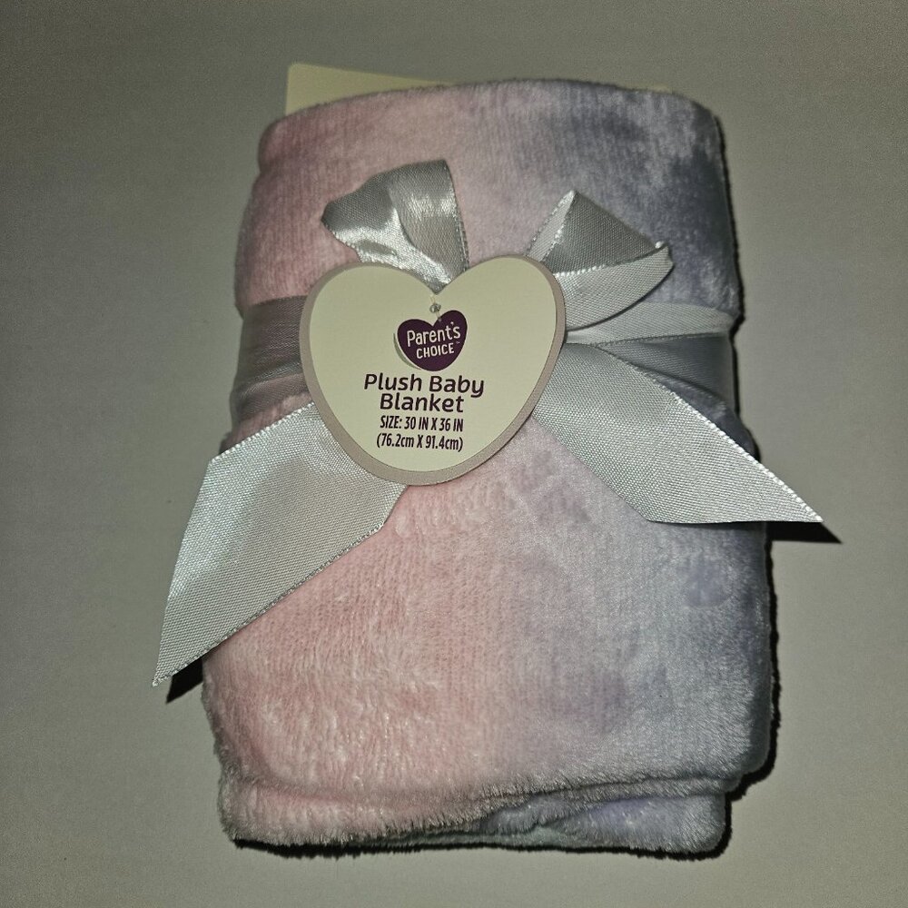 NEW Parent's Choice Fleece Baby Blanket Pink Purple Blue Ombre 30x36